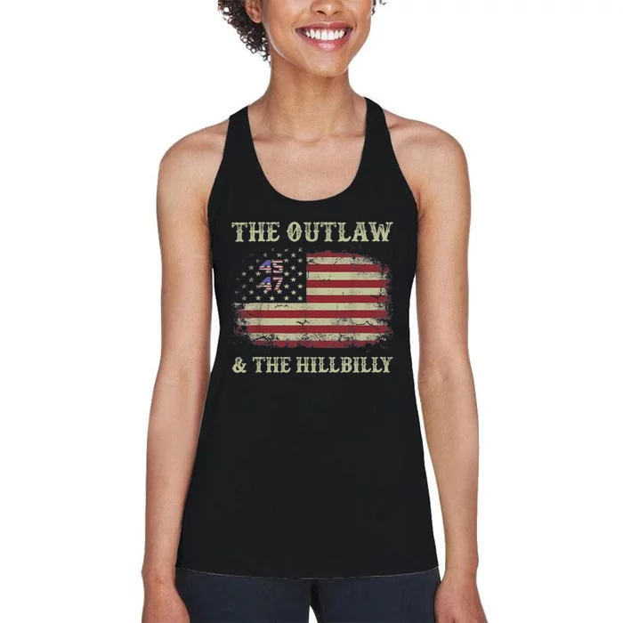 Trump Vance 2024 Donald Trump J.D. Vance Outlaw & Hillbilly Women's Racerback Tank