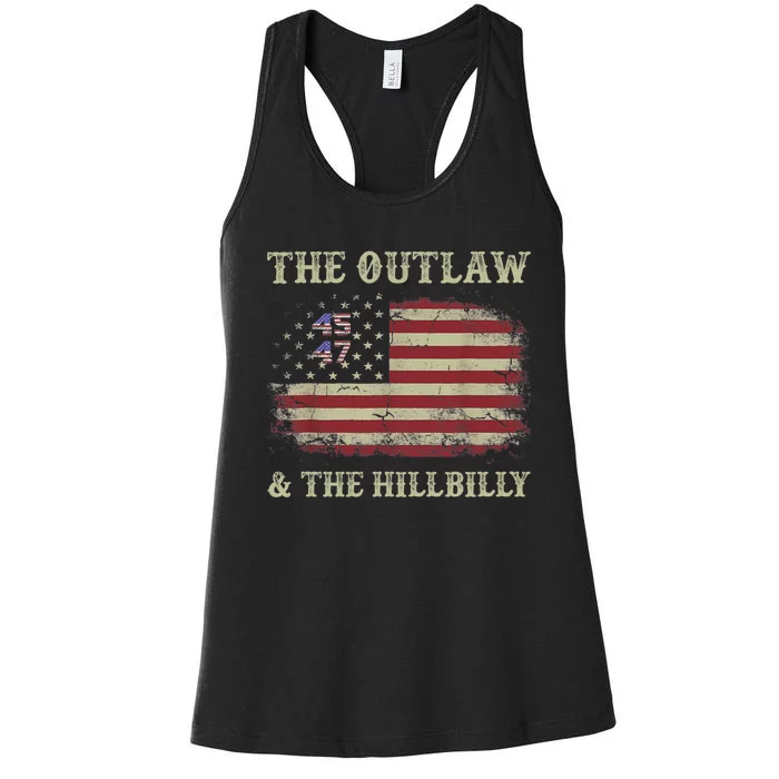 Trump Vance 2024 Donald Trump J.D. Vance Outlaw & Hillbilly Women's Racerback Tank