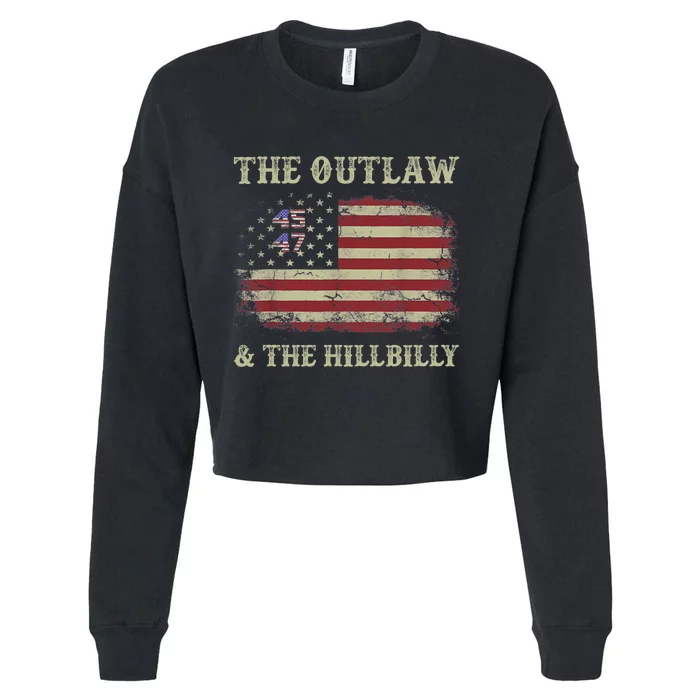 Trump Vance 2024 Donald Trump J.D. Vance Outlaw & Hillbilly Cropped Pullover Crew