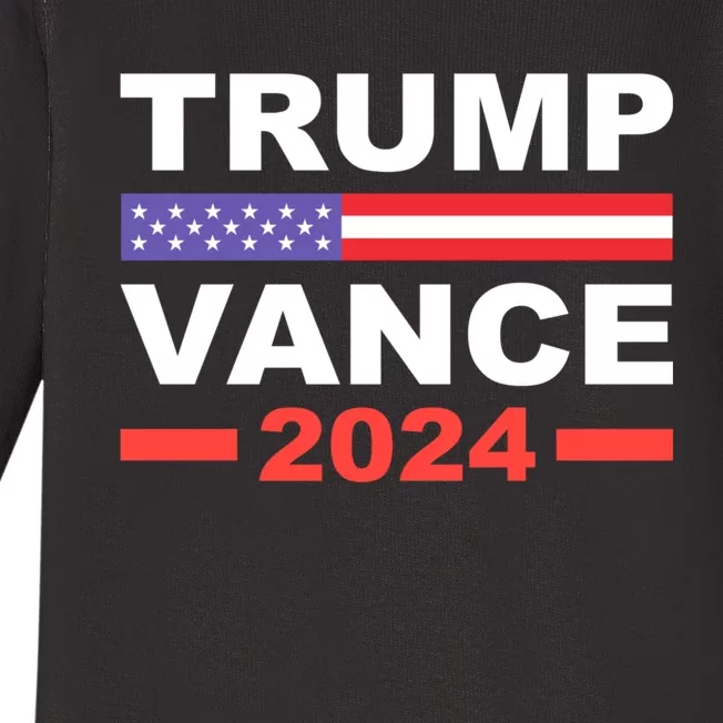 Trump Vance 2024 For President Vp Usa Election Patriotic Baby Long Sleeve Bodysuit