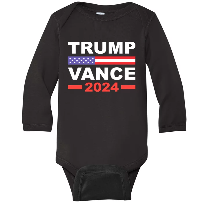 Trump Vance 2024 For President Vp Usa Election Patriotic Baby Long Sleeve Bodysuit