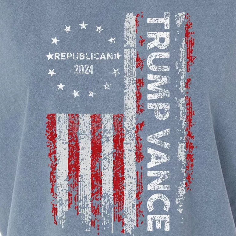 Trump Vance 2024 Us Flag Republican 2024 President Election Garment-Dyed Women's Muscle Tee