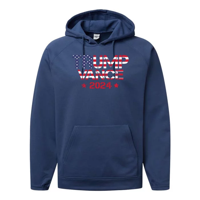 Trump Vance 2024 Vintage Patriotic Performance Fleece Hoodie