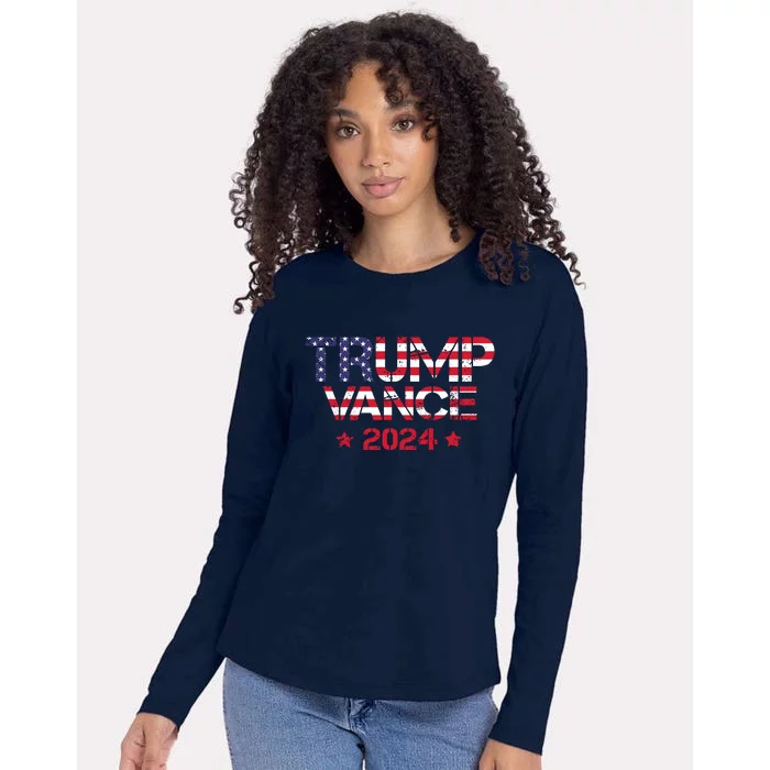 Trump Vance 2024 Vintage Patriotic Womens Cotton Relaxed Long Sleeve T-Shirt