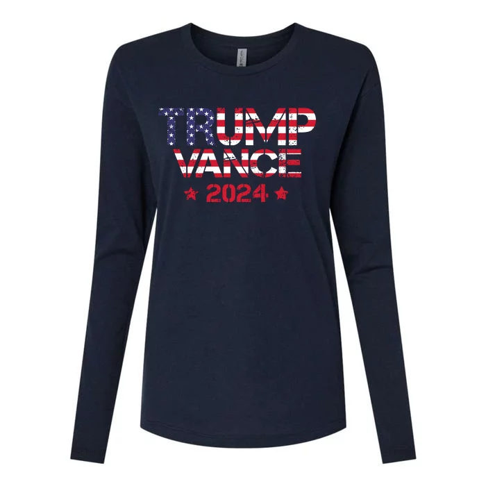 Trump Vance 2024 Vintage Patriotic Womens Cotton Relaxed Long Sleeve T-Shirt