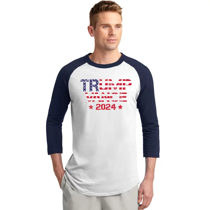 Trump Vance 2024 Vintage Patriotic Baseball Sleeve Shirt