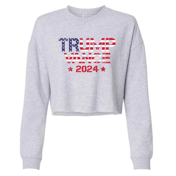 Trump Vance 2024 Vintage Patriotic Cropped Pullover Crew