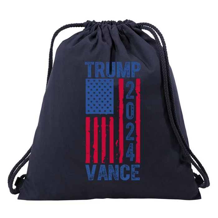 Trump Vance 2024 Election American Flag Drawstring Bag