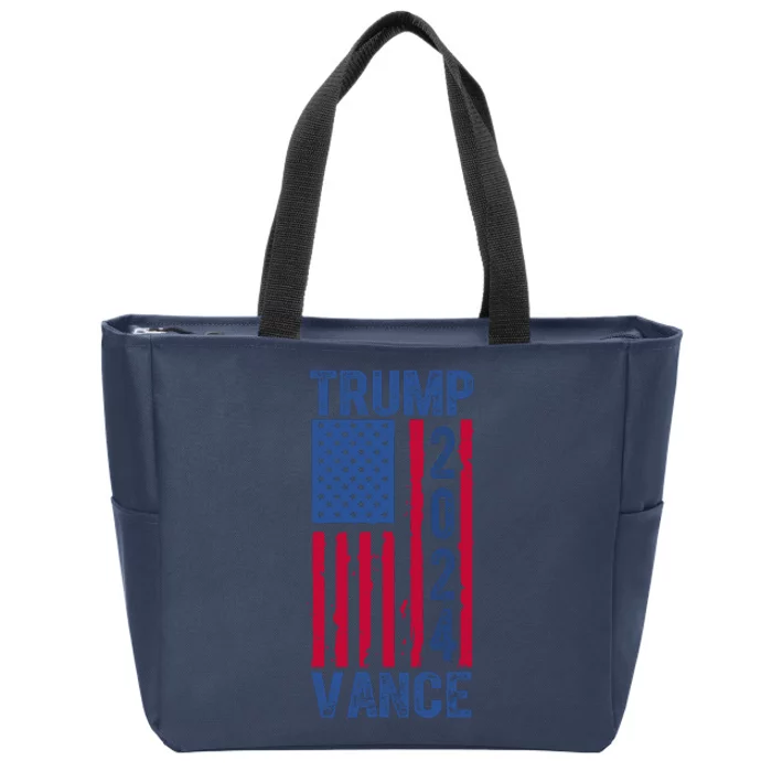 Trump Vance 2024 Election American Flag Zip Tote Bag