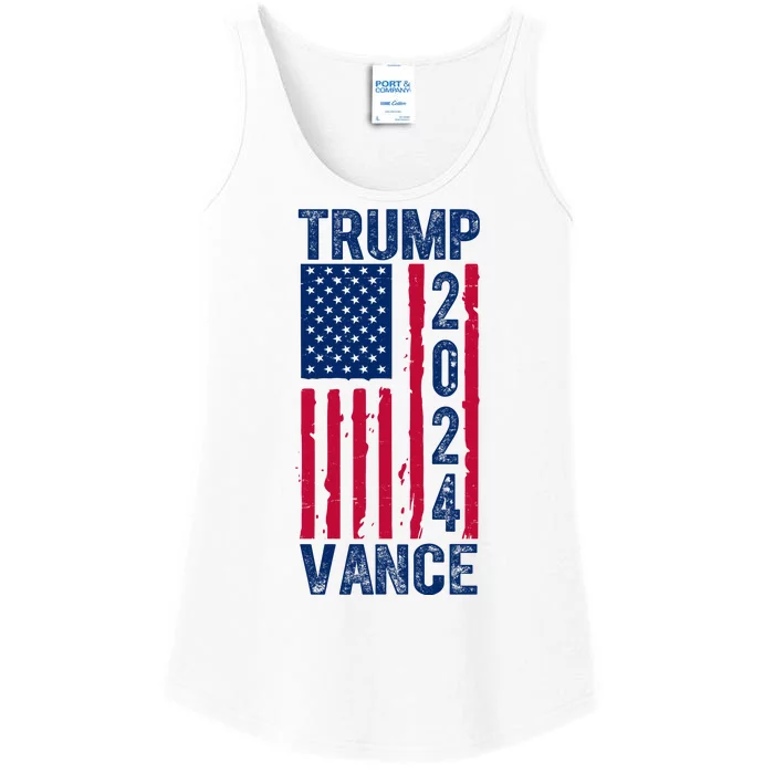 Trump Vance 2024 Election American Flag Ladies Essential Tank