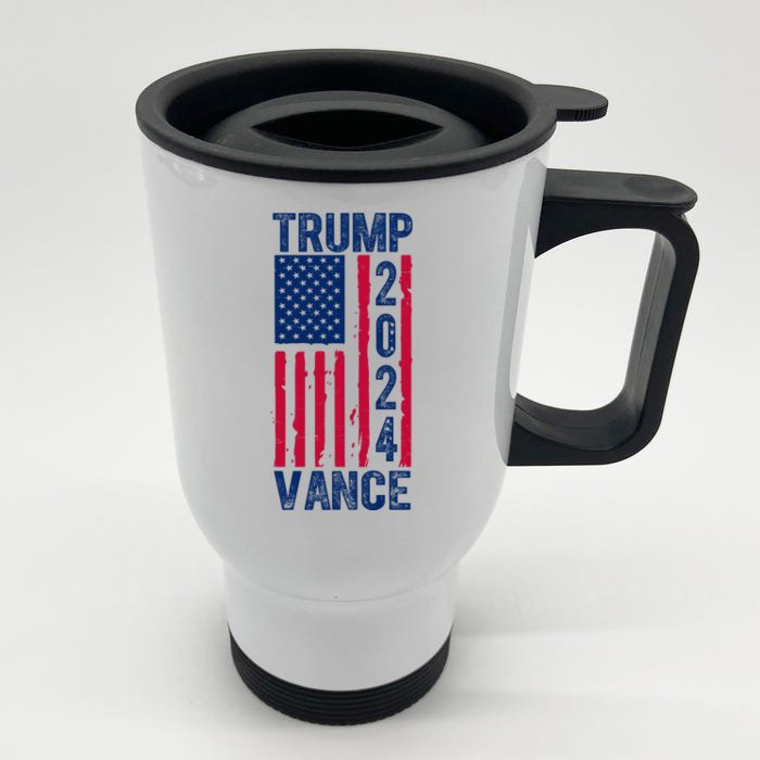 Trump Vance 2024 Election American Flag Front & Back Stainless Steel Travel Mug