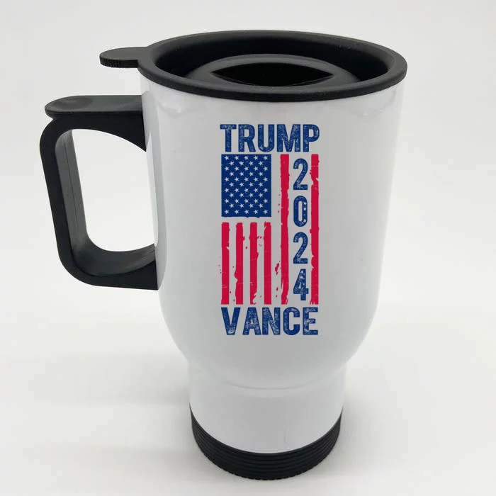 Trump Vance 2024 Election American Flag Front & Back Stainless Steel Travel Mug