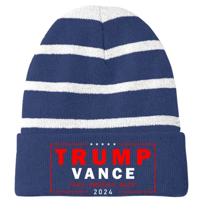 Trump Vance 2024 Take America Back Usa Presidential Election Striped Beanie with Solid Band