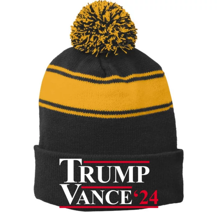 Trump Vance 2024 Election Stripe Pom Pom Beanie