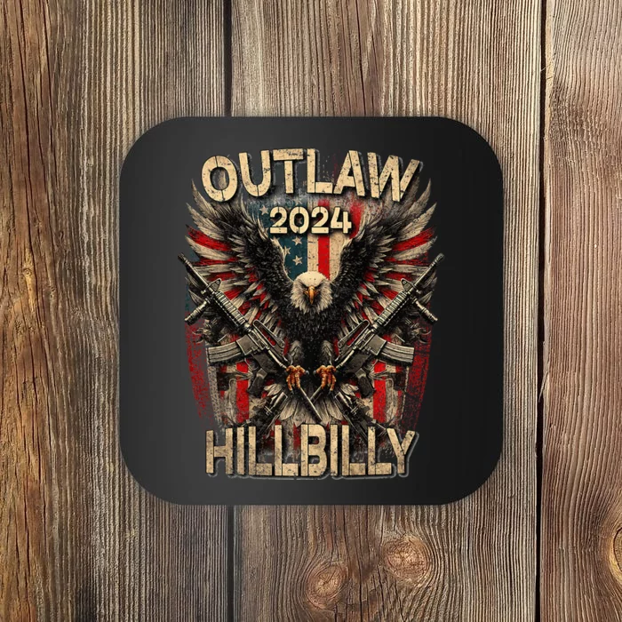 Trump Vance 24 Outlaw Hillbilly Us Flag Vintage Premium Coaster