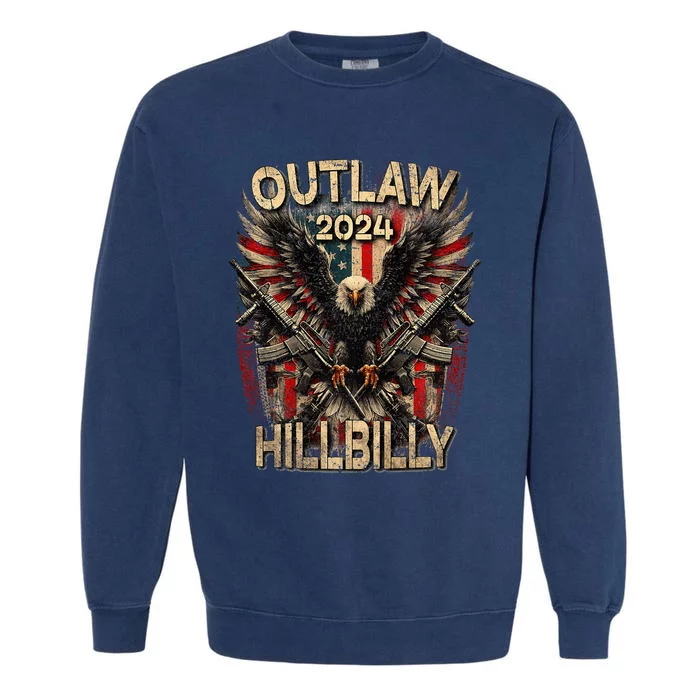 Trump Vance 24 Outlaw Hillbilly Us Flag Vintage Premium Garment-Dyed Sweatshirt