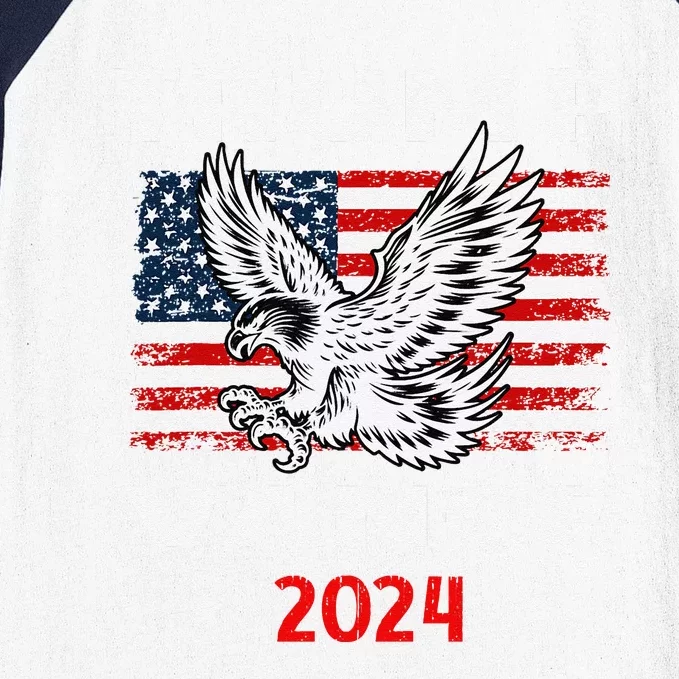 Trump Vance 2024 Vp Eagle America Flag Election Vote Baseball Sleeve Shirt