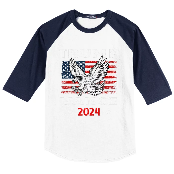 Trump Vance 2024 Vp Eagle America Flag Election Vote Baseball Sleeve Shirt