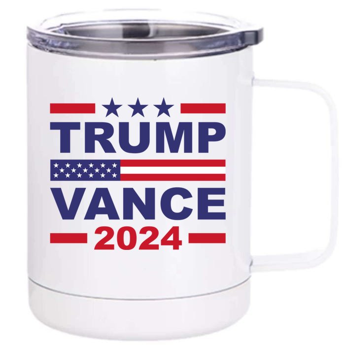 Trump Vance 2024 For President Vp Usa Election Patriotic Front & Back 12oz Stainless Steel Tumbler Cup