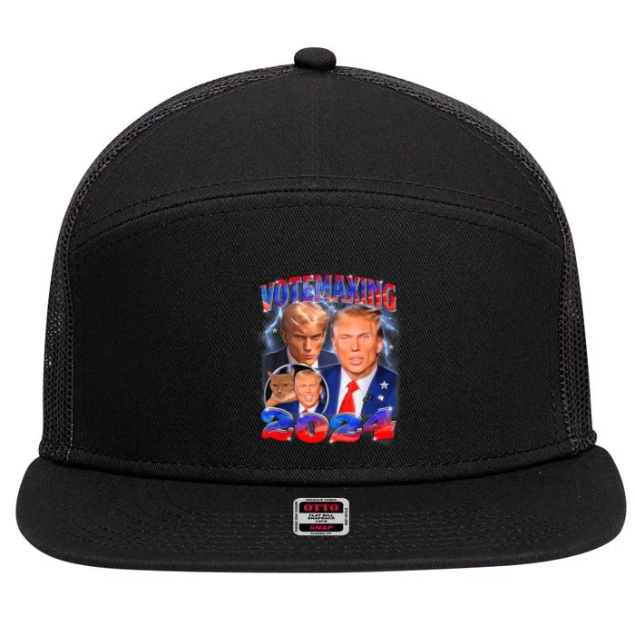 Trump Votemaxing 2024 Looksmaxxing Funny Mewing Meme 7 Panel Mesh Trucker Snapback Hat