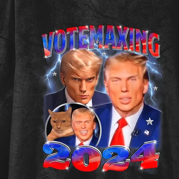 Trump Votemaxing 2024 Looksmaxxing Funny Mewing Meme Hooded Wearable Blanket