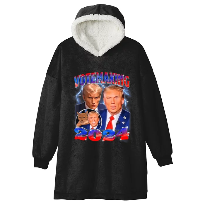 Trump Votemaxing 2024 Looksmaxxing Funny Mewing Meme Hooded Wearable Blanket