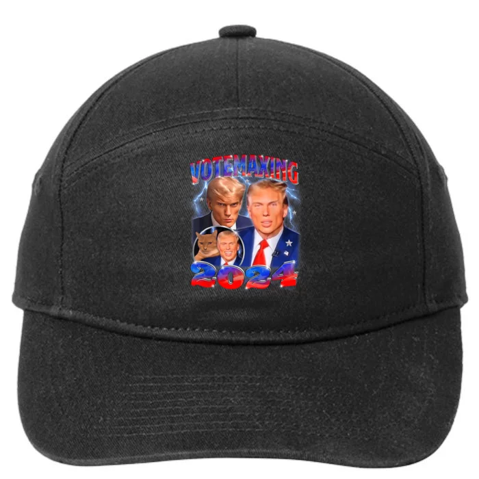 Trump Votemaxing 2024 Looksmaxxing Funny Mewing Meme 7-Panel Snapback Hat