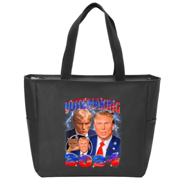 Trump Votemaxing 2024 Looksmaxxing Funny Mewing Meme Zip Tote Bag