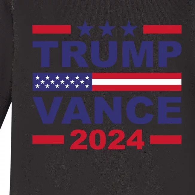 Trump Vance 2024 For President Vp Usa Election Patriotic Baby Long Sleeve Bodysuit