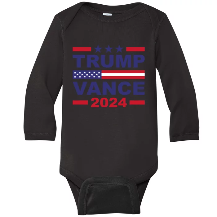 Trump Vance 2024 For President Vp Usa Election Patriotic Baby Long Sleeve Bodysuit