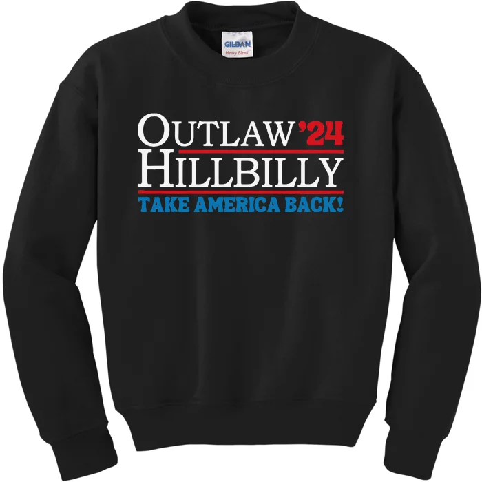 Trump Vance 2024 Outlaw Hillbilly Us Flag Vintage Elections Kids Sweatshirt