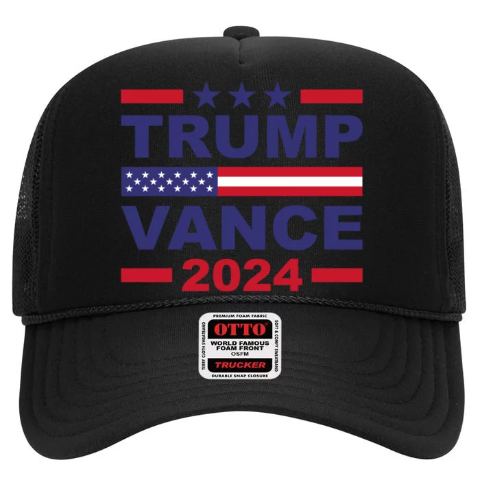 Trump Vance 2024 For President Vp Usa Election Patriotic High Crown Mesh Trucker Hat