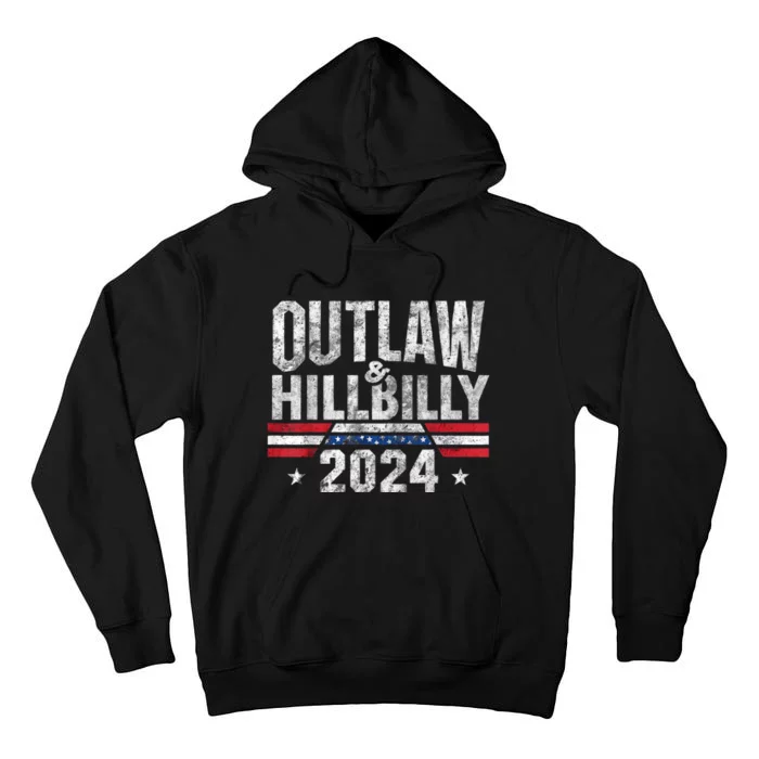 Trump Vance 2024 Outlaw Hillbilly 2024 Retro Usa Flag Tall Hoodie