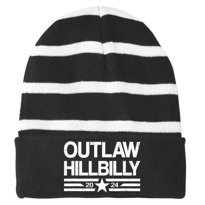 Trump Vance 2024 Outlaw Hillbilly Us Flag Vintage Striped Beanie with Solid Band