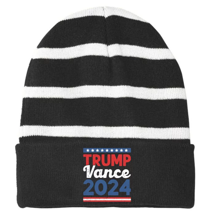 Trump Vance 2024 Donald Trump J.D. Vance For President Striped Beanie with Solid Band