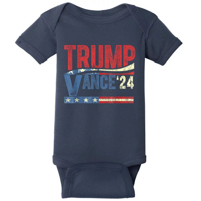 Trump Vance 2024 Retro Stripe Trump Jd Vance Baby Bodysuit