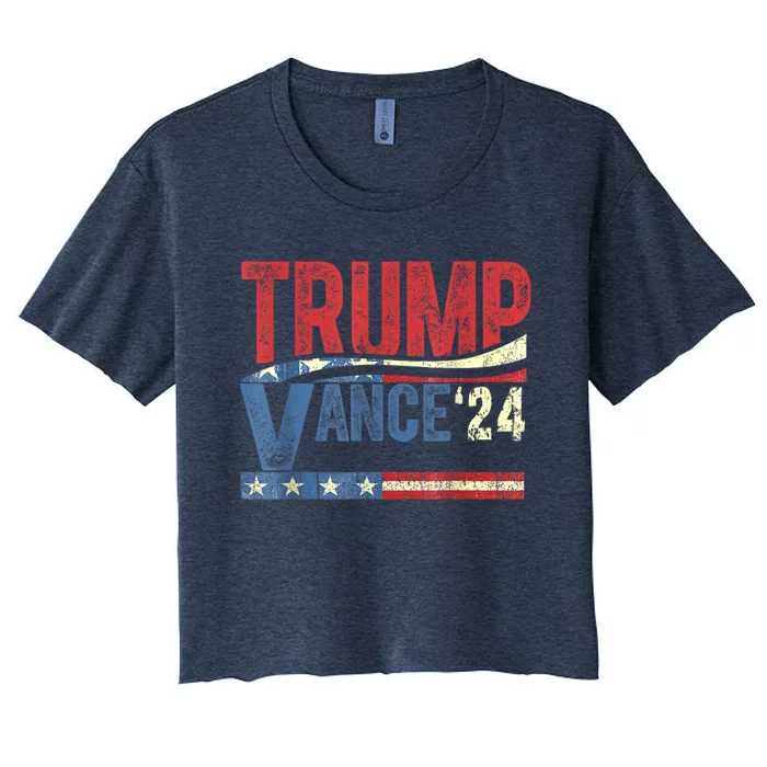 Trump Vance 2024 Retro Stripe Trump Jd Vance Women's Crop Top Tee