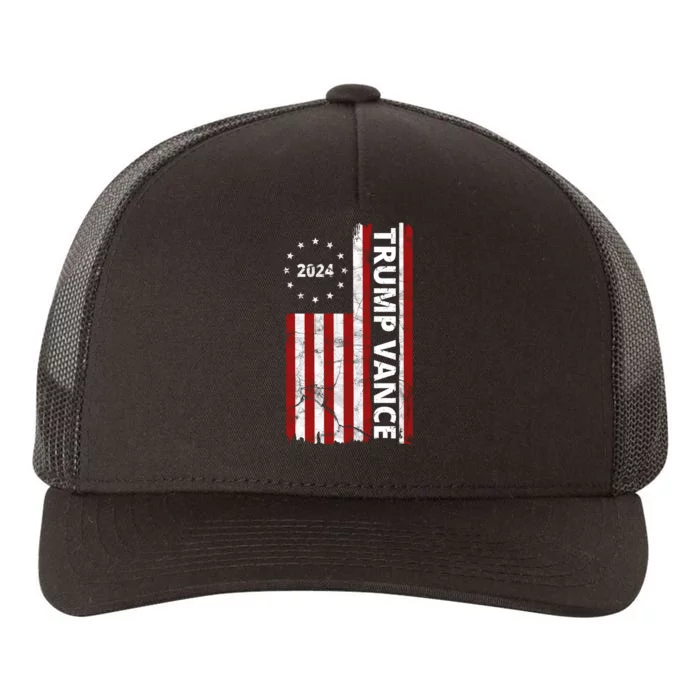 Trump Vance 2024 Us Flag Vintage Election Yupoong Adult 5-Panel Trucker Hat