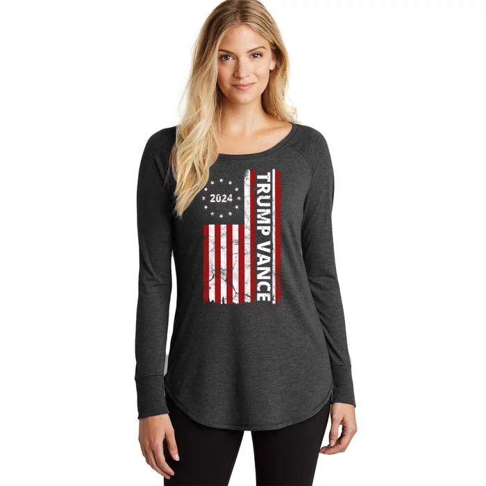 Trump Vance 2024 Us Flag Vintage Election Women's Perfect Tri Tunic Long Sleeve Shirt