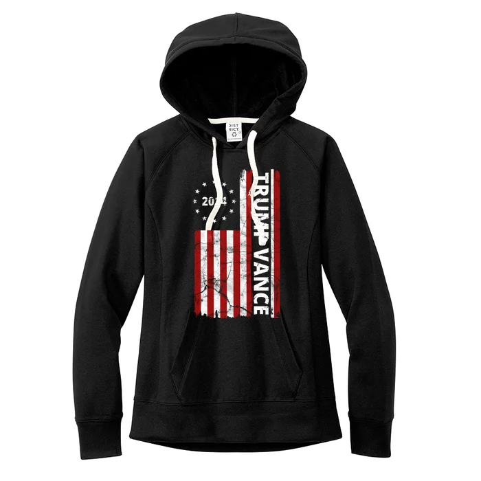 Trump Vance 2024 Us Flag Vintage Election Women's Fleece Hoodie