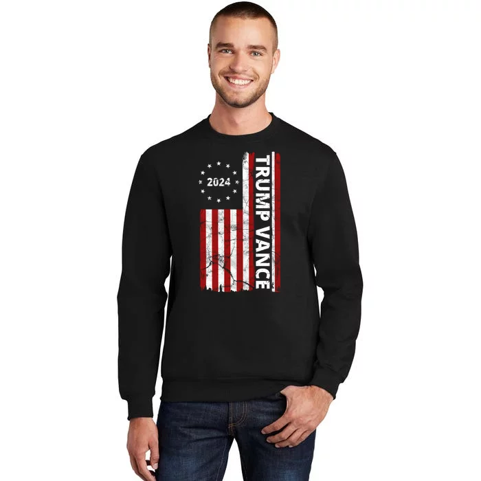 Trump Vance 2024 Us Flag Vintage Election Tall Sweatshirt