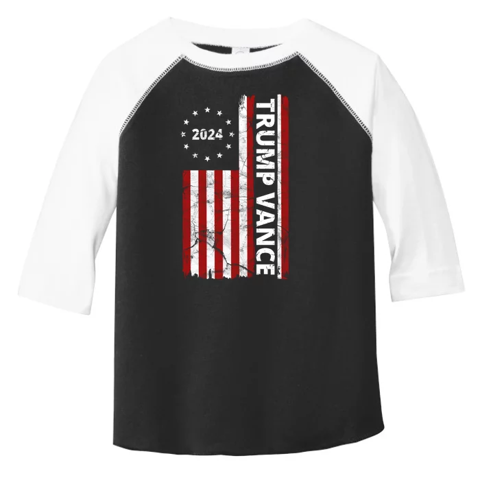 Trump Vance 2024 Us Flag Vintage Election Toddler Fine Jersey T-Shirt