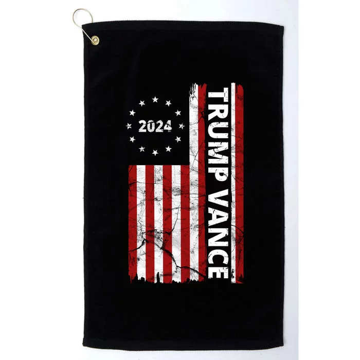 Trump Vance 2024 Us Flag Vintage Election Platinum Collection Golf Towel