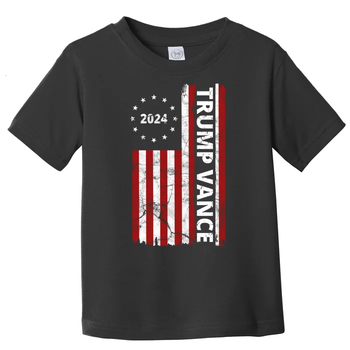 Trump Vance 2024 Us Flag Vintage Election Toddler T-Shirt