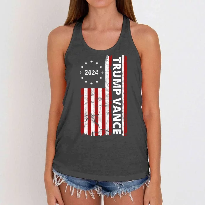 Trump Vance 2024 Us Flag Vintage Election Women's Knotted Racerback Tank