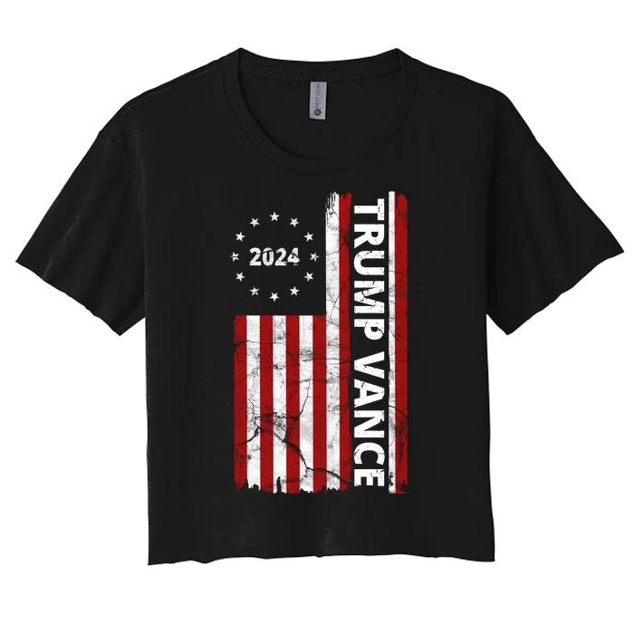 Trump Vance 2024 Us Flag Vintage Election Women's Crop Top Tee