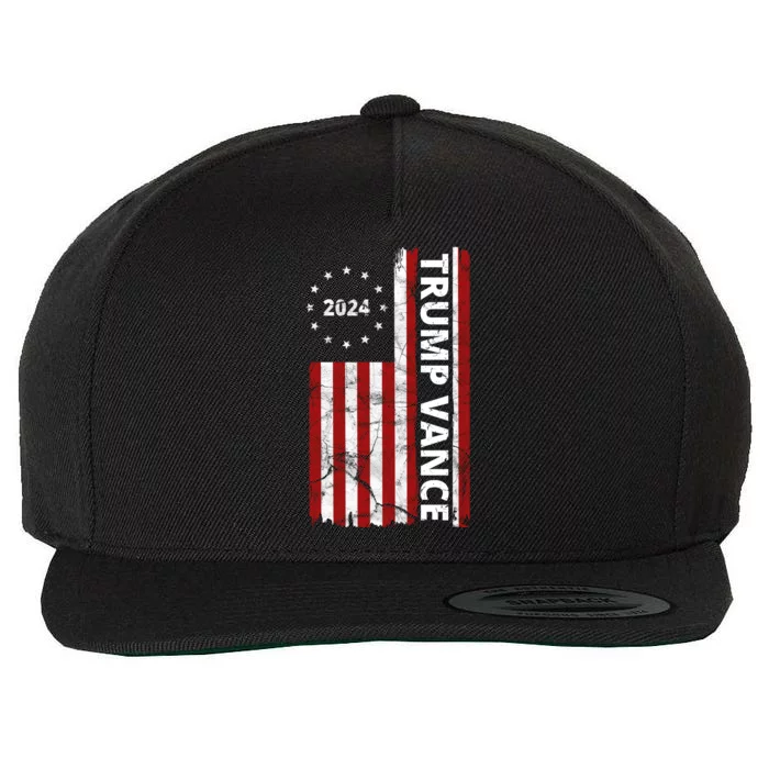 Trump Vance 2024 Us Flag Vintage Election Wool Snapback Cap