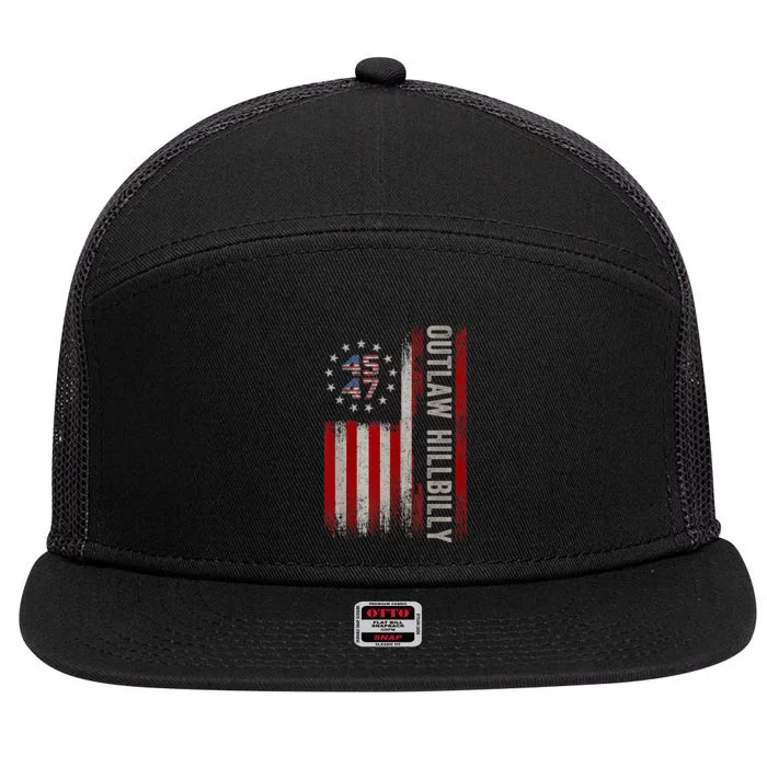 Trump Vance 2024 Donald Trump J.D. Vance Outlaw Hillbilly 7 Panel Mesh Trucker Snapback Hat