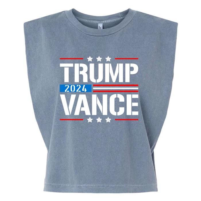 Trump Vance 2024 Vote Trump Retro Vintage Usa Flag Style Garment-Dyed Women's Muscle Tee