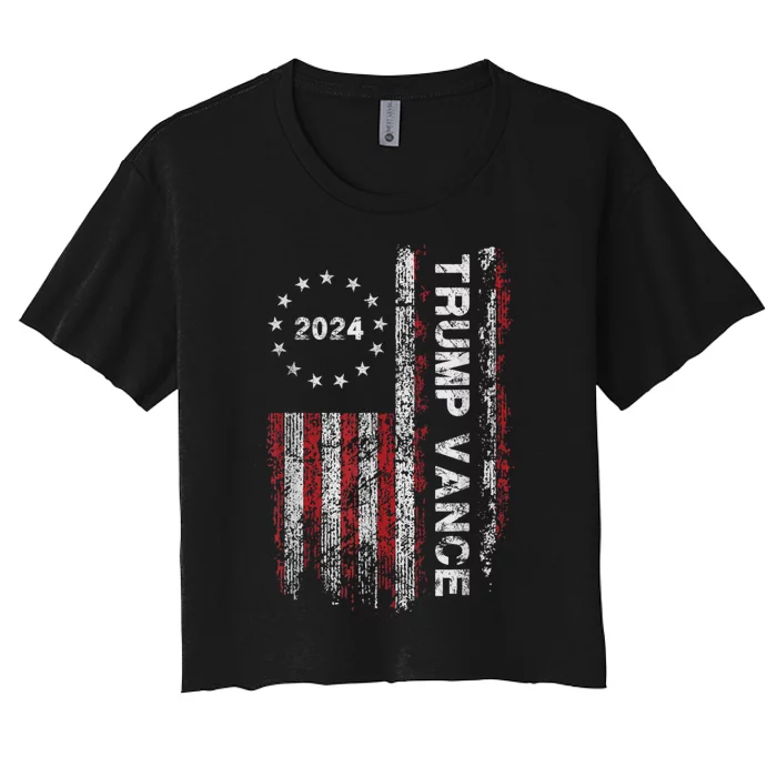 Trump Vance 2024 Usa Flag Patriotic Clothing Women's Crop Top Tee